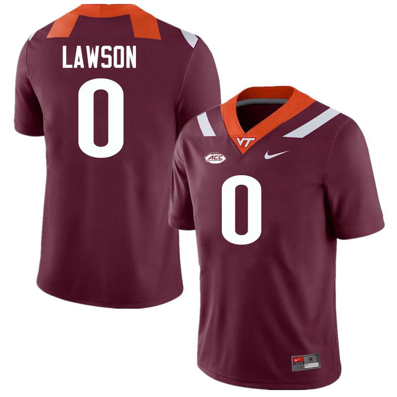 Men #0 Keli Lawson Virginia Tech Hokies College Football Jerseys Stitched-Maroon